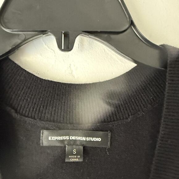 Express Design Studio Sweater Vest Y2k S Black White Argyle Knit Preppy Academia - Picture 4 of 7